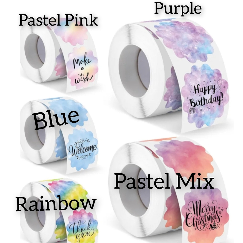 QR Stickers Custom Closet QR Watercolor Scallop Design 2in 50pc